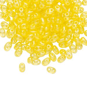 Seed bead, Preciosa Twin&trade; Czech glass, pkg/250g, 5x2.5mm oval, transparent yellow terra pearl clear, (08386).