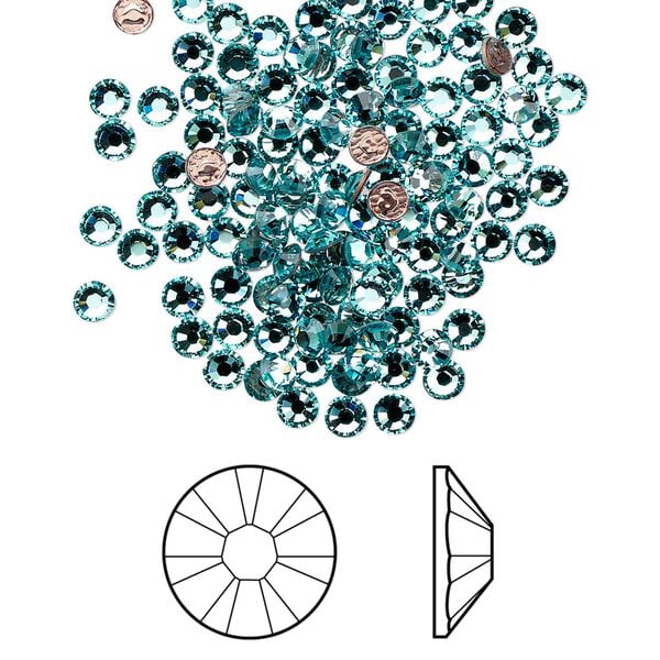 Flat back 1440pk light turquoise foil back, Swarovski&reg; hotfix 2.7-2.9mm rose round SS10 2038HF image number 0