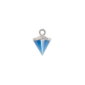Chalcedony / sterling silver 1pkg1, hand-cut electroplated faceted cone drop 9x8mm-11x8mm