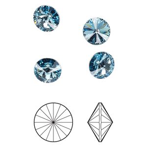 Chaton 8pk aquamarine foil back, Crystal Passions&reg; 8.16-8.41mm rivoli SS39 1122