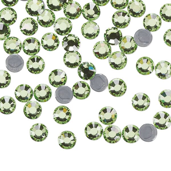 Flat back, Dance With Me&trade; crystal hotfix rhinestone, peridot, foil back, 4.6-4.8mm rose, SS20. Sold per pkg of 144 (1 gross). image number 0
