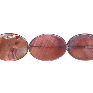 Mother-of-pearl shell 1pkg1, flat oval bead 15 inch rhubarb 17x13mm-18x14mm