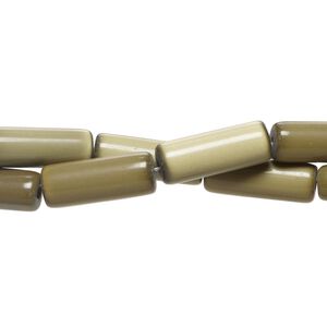 Bead 1pkg2 cat's eye glass (fiber optic glass), 15x5mm-17x6mm round tube opaque camo 14-inch strands