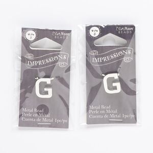 Bead 1pkg2 silver-finished "pewter", 13x11mm letter G