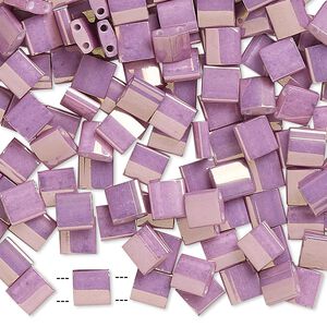 Seed bead, TILA&reg;, glass, pkg/10g, 5mm full tila square, opaque luster mauve, (TL-1867).