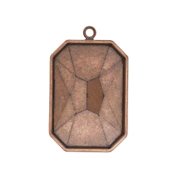 Drop, Almost Instant Jewelry&reg;, antique copper-plated brass, 29x21mm rectangle with 27x18.5mm emerald-cut setting. Sold per pkg of 2. image number 0