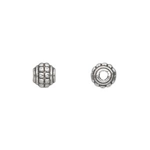 Bead 1pkg500 silver-plated "pewter", 7x6mm beaded rondelle, antique