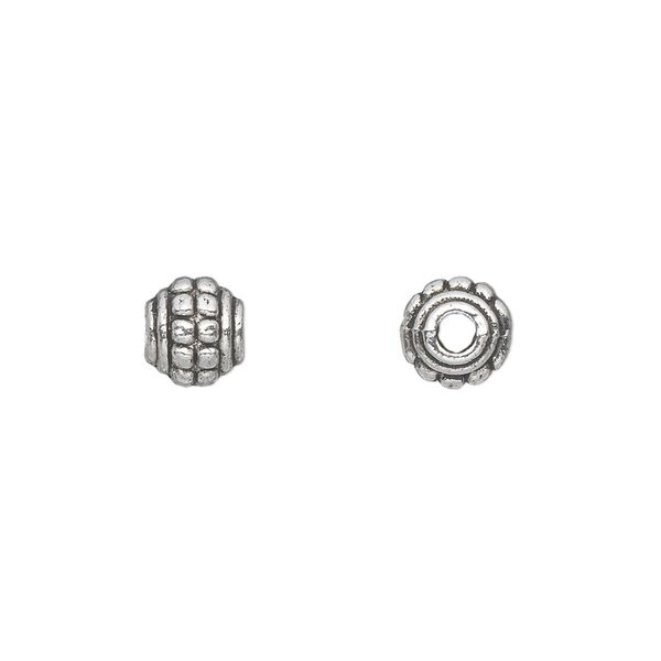 Bead 1pkg500 silver-plated "pewter", 7x6mm beaded rondelle, antique image number 0