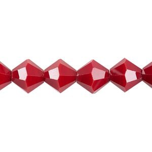Bead 1pk opaque red, Celestial Crystal&reg; 10mm bicone 8 inch