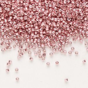 Seed bead, Delica&reg;, glass, pkg/7.5g, #11 round, opaque galvanized pink blush (DB-0435).