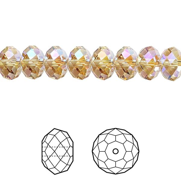 Bead 12pk light Colorado topaz shimmer 2X, Crystal Passions&reg; 8x6mm rondelle 5040 image number 0