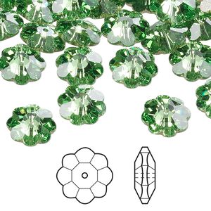 Margarita flower 12pk peridot foil back, Crystal Passions&reg; 10x3.5mm 3700