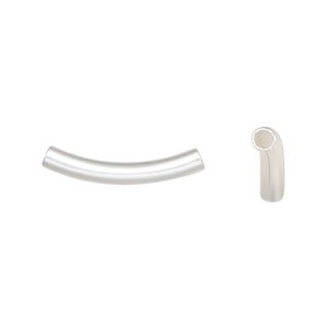 Bead, silver-plated brass with satin finish, 22x3mm curved tube. Sold per pkg of 10.