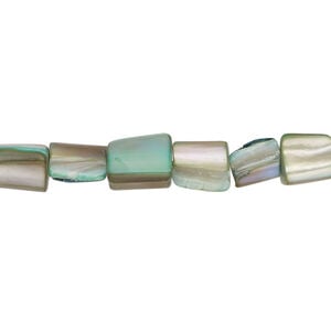 Mother-of-pearl shell 1pkg1, triangle tube bead 15 inch light teal green 6x5mm-10x8mm