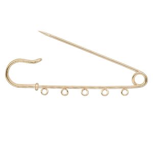 Kilt pin 1pkg10 gold-plated, 3 inch / 5 loops steel
