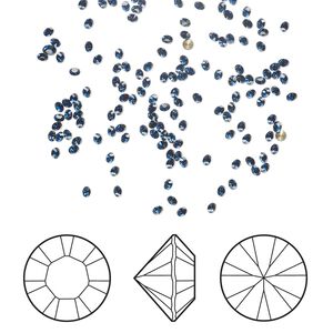 Chaton 12pk dark sapphire foil back, Crystal Passions&reg; Regenerated 1.4-1.5mm round PP8 1028