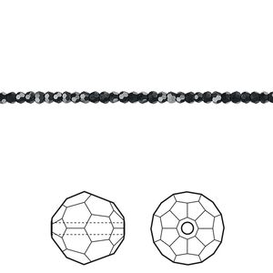 Bead 36pk jet, Crystal Passions&reg; 2mm round 5000