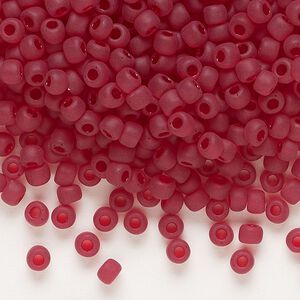 Seed bead, Dyna-Mites&trade;, glass, transparent matte ruby red, #6 round. Sold per 40-gram pkg.