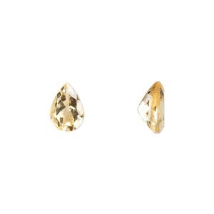 Citrine 1pkg1, hand-cut faceted pear gem 10x7mm