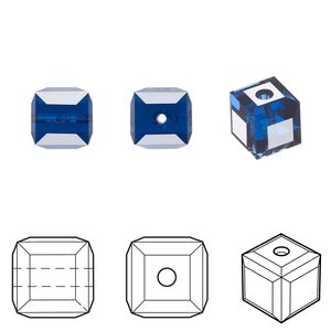 Bead 48pk dark sapphire, Crystal Passions&reg; Regenerated 8mm cube 5601