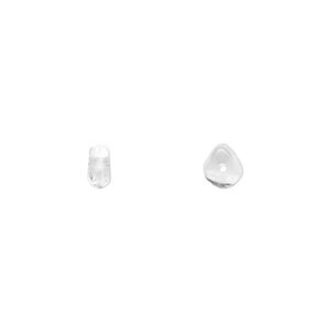 Bead, Czech pressed glass, clear, 6x3mm flat triangle. Sold per 16-inch strand, approximately 150 beads.