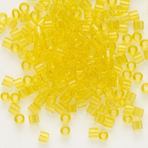 Seed bead, Delica&reg;, glass, pkg/7.5g, #8 round, transparent yellow (DBL-0710).