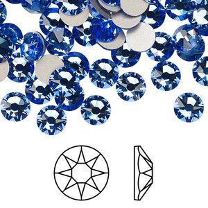 Flat back 288pk sapphire foil back, Swarovski&reg; 6.32-6.5mm rose round SS30 2088