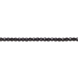 Bead, Czech fire-polished glass, opaque jet, 2mm faceted round. Sold per 8-inch strand, approximately 95-100 beads.