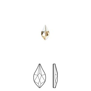 Flat back 288pk crystal golden shadow foil back, Swarovski&reg; 7.5x4mm flame 2205