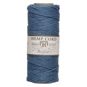 Cord, Hemptique&reg;, polished hemp, dusty blue, 1mm, 20-pound test. Sold per 205-foot spool.