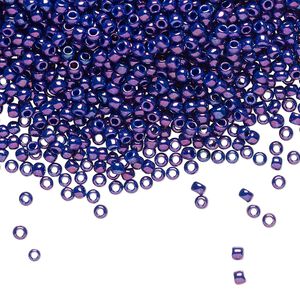 Seed bead, TOHO BEADS&reg;, glass, pkg/50g, #11 round, opaque higher-metallic grape (TR-11-461).