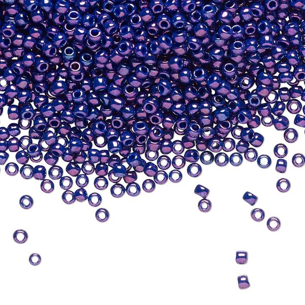Seed bead, TOHO BEADS&reg;, glass, pkg/50g, #11 round, opaque higher-metallic grape (TR-11-461). image number 0