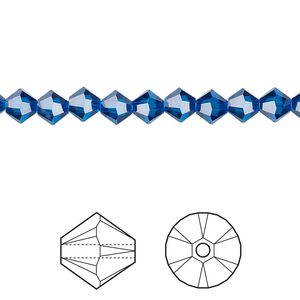 Bead 144pk Capri blue, Crystal Passions&reg; 5mm bicone 5328