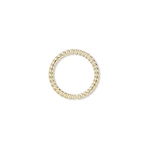 Jump ring 1pkg100 gold-plated, 15mm twisted round, 16 gauge / 12.6mm inside diameter / brass