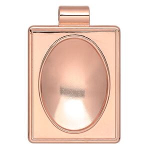 Pendant, Almost Instant Jewelry&reg;, copper-plated "pewter" (zinc-based alloy), 45x30mm single-sided rectangle with 30x22mm oval setting and tube bail. Sold individually.