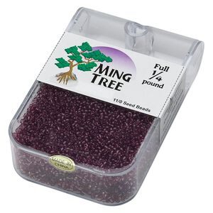 Seed bead, Ming Tree&trade;, glass, pkg/1/4 pound, #11 round, transparent purple.
