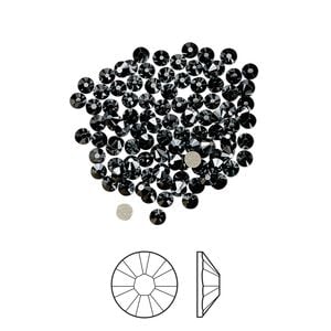 Flat back 144pk jet hematite foil back, Crystal Passions&reg; 2.1-2.3mm rose round SS7 2058