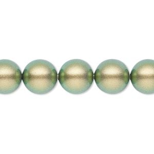 Pearl 100pk iridescent green, Swarovski&reg; 10mm round 5810