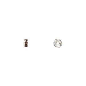 Bead 4pk smoked topaz silver plate foil back, Crystal Passions&reg; 4x2mm rondelle 77504