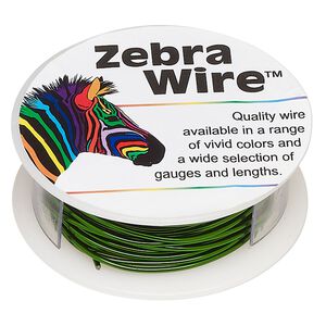Wire, Zebra Wire&trade;, color-coated copper, green, round, 18 gauge. Sold per 10-yard spool.