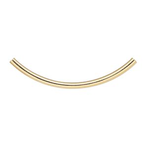 Bead 1pkg10 gold-plated, 38x2mm curved tube, brass