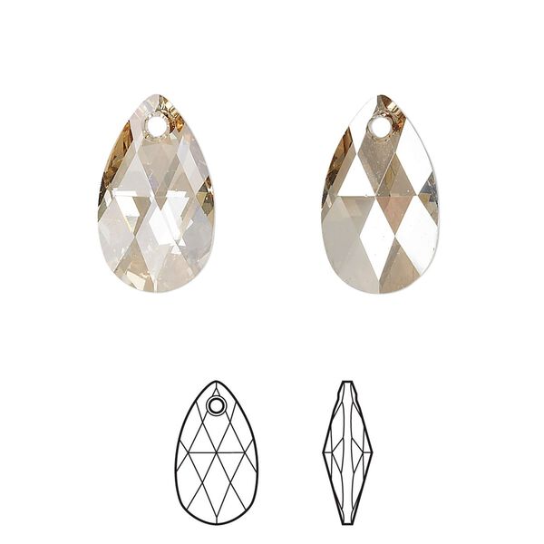 Drop 144pk crystal golden shadow, Swarovski&reg; 16x9mm pendant pear 6106 image number 0