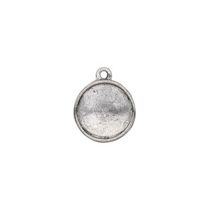 Drop, Almost Instant Jewelry&reg;, antiqued pewter (tin-based alloy), 14mm round with 12mm rivoli setting. Sold individually.