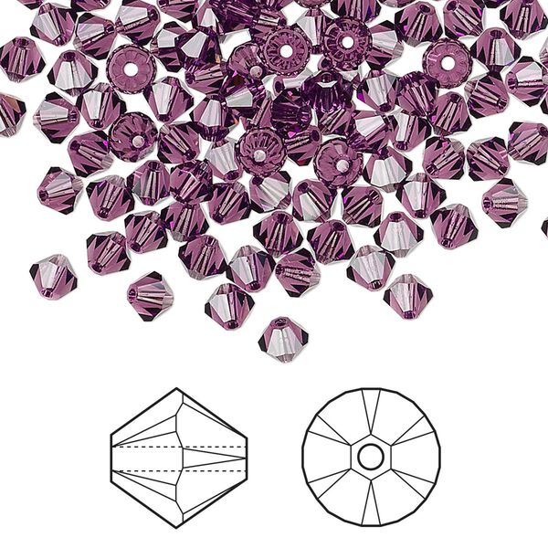 Bead 144pk amethyst, Crystal Passions&reg; 4mm bicone 5328 image number 0