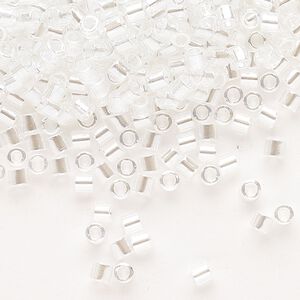 Seed bead, Delica&reg;, glass, pkg/7.5g, #8 round, translucent luster crystal clear (DBL-0050).