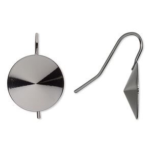 Ear wire 1pkg10 Almost Instant Jewelry&reg;, 22mm / 16mm rivoli glue-in setting, 18-20 gauge gunmetal-finished brass 5 pair