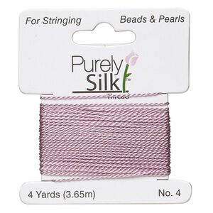Thread, Purely Silk&trade; 2pkg2yd, lilac, medium-heavy, size #4, 24-pound test, card.
