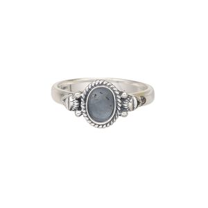 Ring, antiqued sterling silver, 3mm fancy oval with twisted wire rim and 7x5mm oval glue-in setting, size 9. Sold individually.