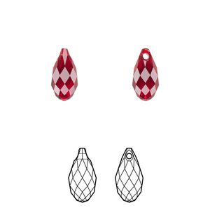Briolette 144pk Siam, Swarovski&reg; 11x5.5mm pendant drop 6010