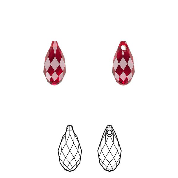 Briolette 144pk Siam, Swarovski&reg; 11x5.5mm pendant drop 6010 image number 0